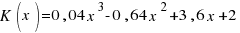 K(x)= 0,04 x^3 - 0,64 x^2 + 3,6 x + 2